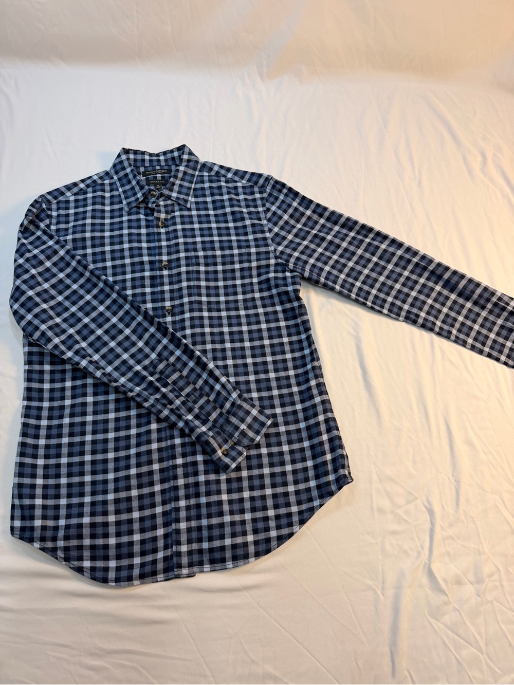 Banana Republic Navy and Light Blue Plaid Button-Down Shirt